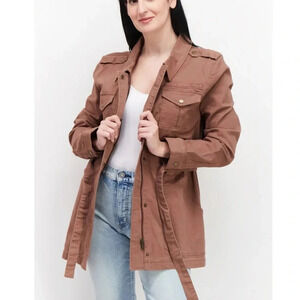 Market & Spruce Bambi Belted Cargo Utility Jacket Mauve Outdoor Casual Size S